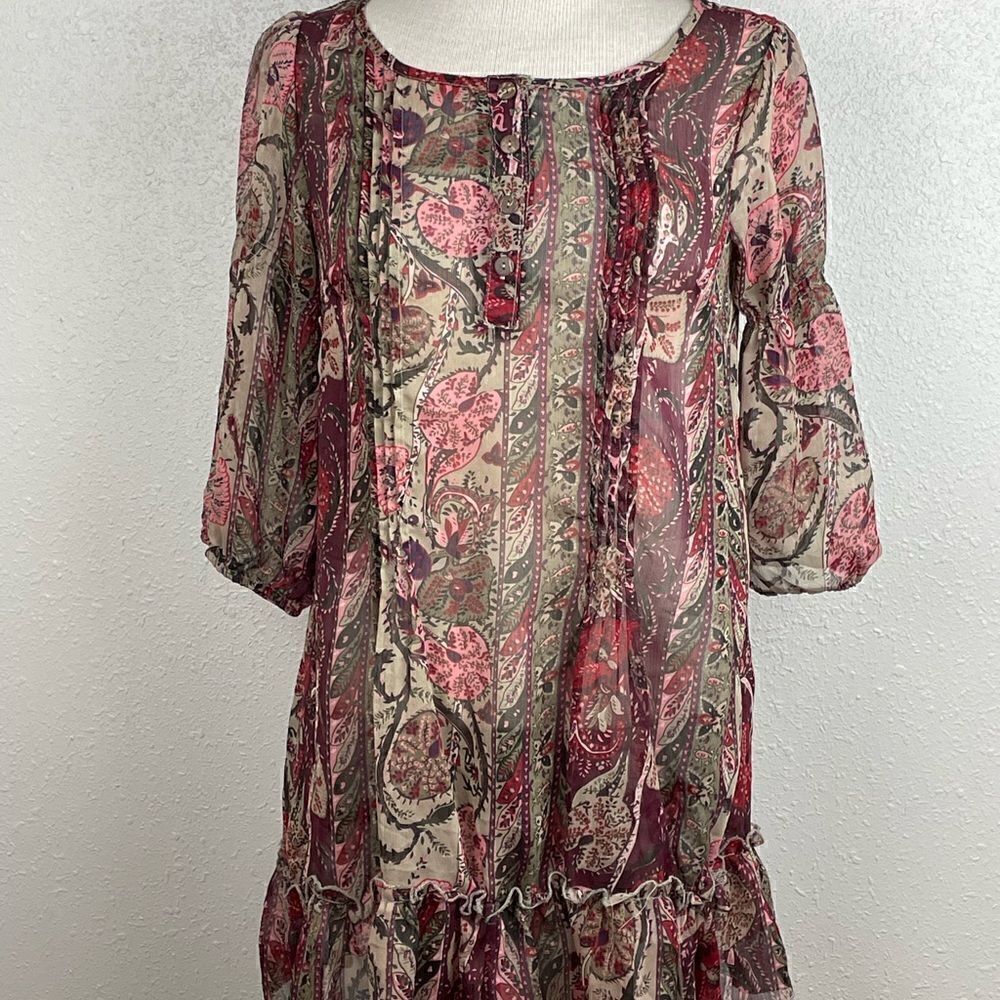 Pre-Owed Pinky Womens Sheer Tunic Top with Poncho Style Arms Size M
